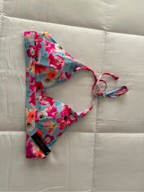 Victoria's Secret Floral Pink & Blue Triangle Bikini Top